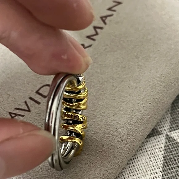 David Yurman Silver and Gold Ring sz8 - Picture 3 of 5